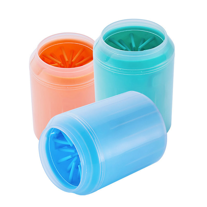 Dog Paw Washer in three colors, blue orange and green
