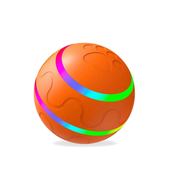 Orange ball with colorful stripes on a white background