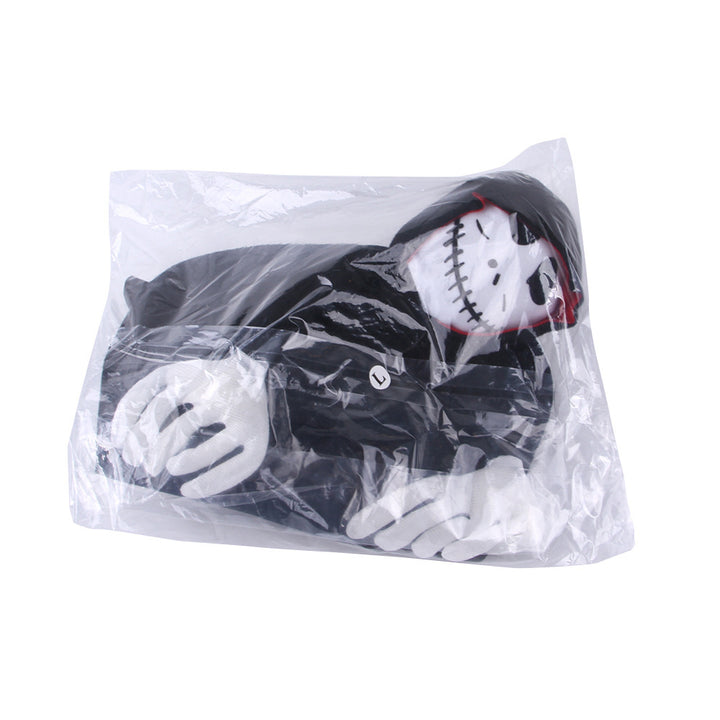Ghost Ride-On Dog Costume in a clear plastic bag on a white background