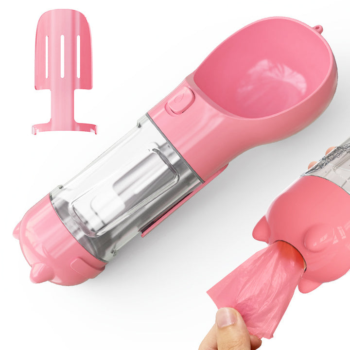Pink kitchen tool with a clear component on a white background