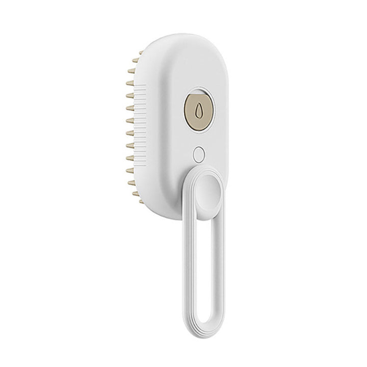White grooming tool with bristles on a white background