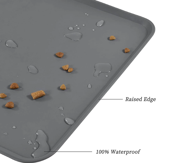 Waterproof silicone dog food mat in gray