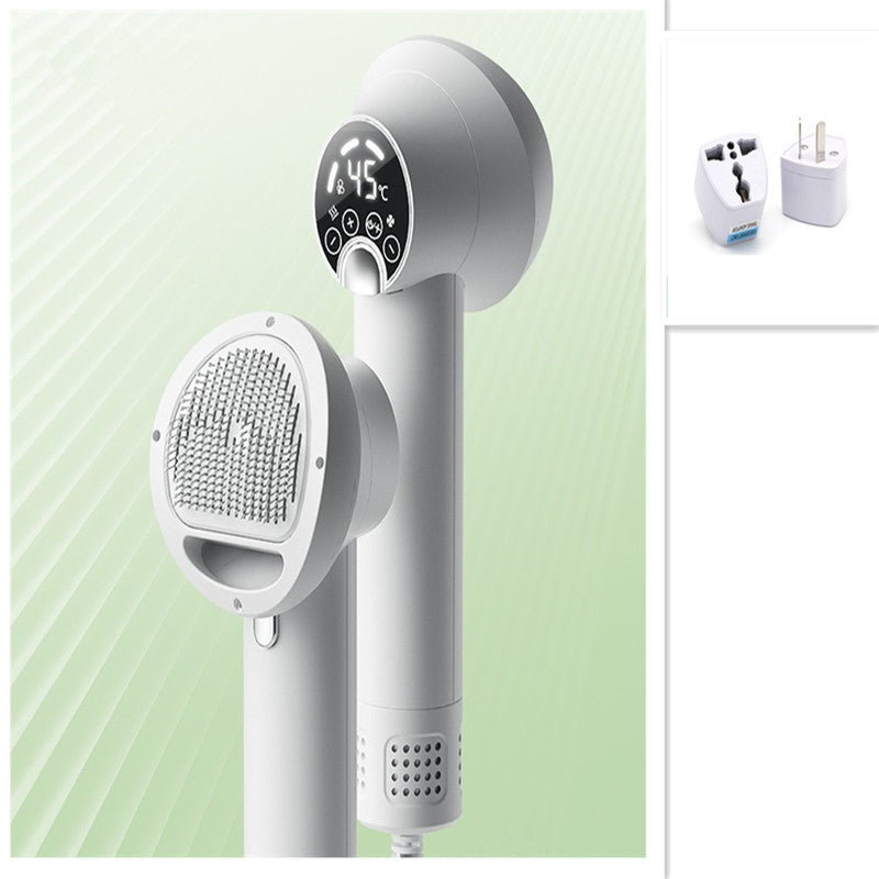 White Smart Pet Hair Dryer & Grooming Comb with Adapter