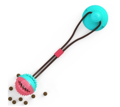 Pet toy with a suction cup and two balls on a white background