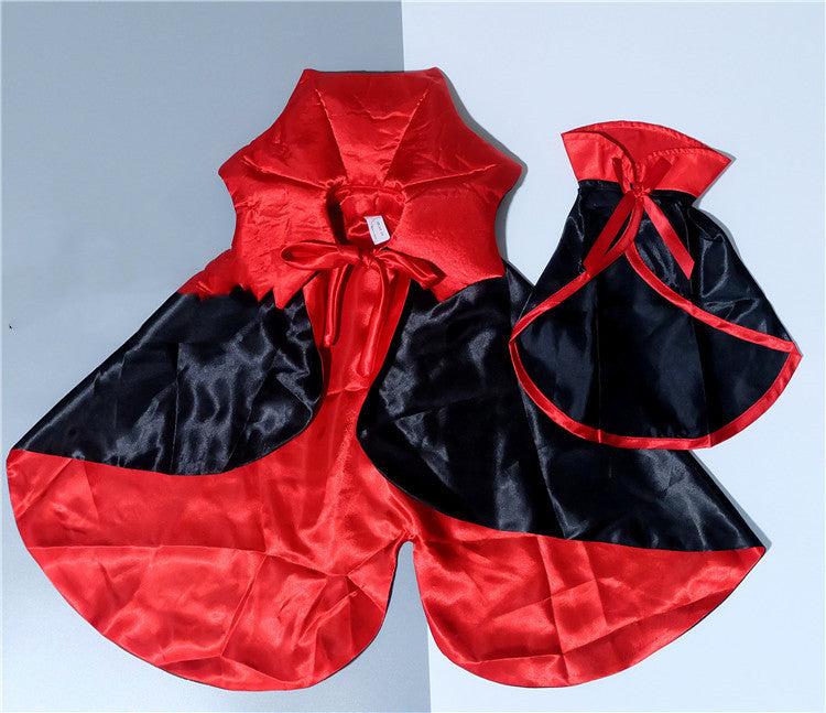 Red and black satin dress on a light gray background