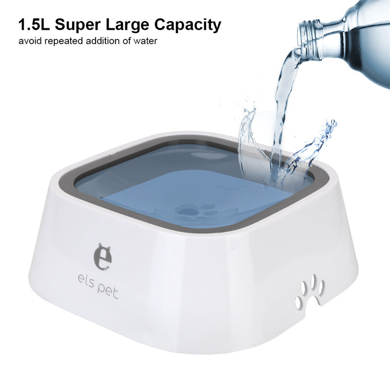 Pet water fountain with 'els pet' branding, showing water being poured into it.