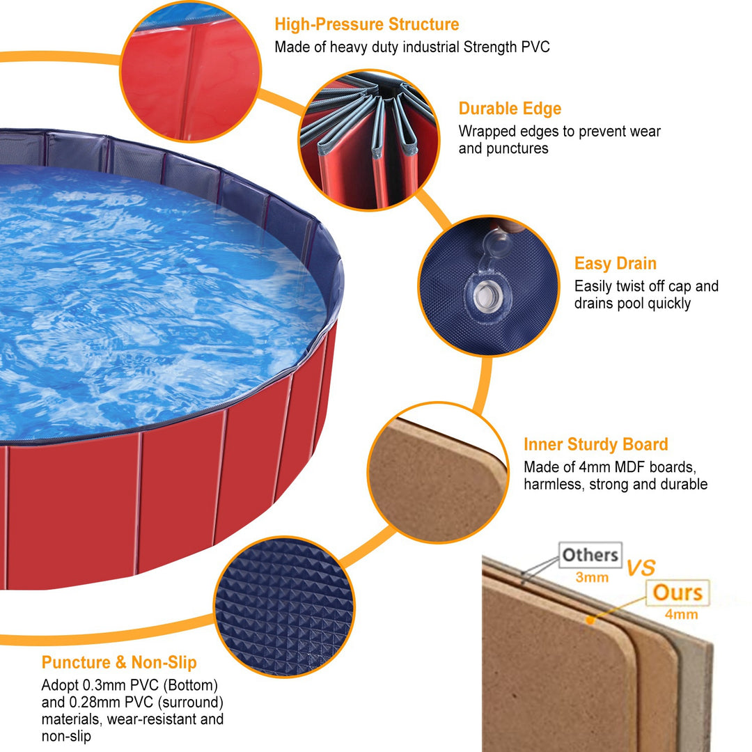 Foldable Dog Swimming Pool – Large PVC Pet Bath Tub