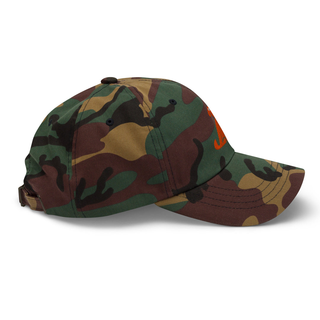 Camouflage baseball cap on a white background