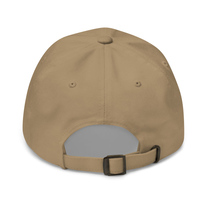 Beige baseball cap with a strap on a white background