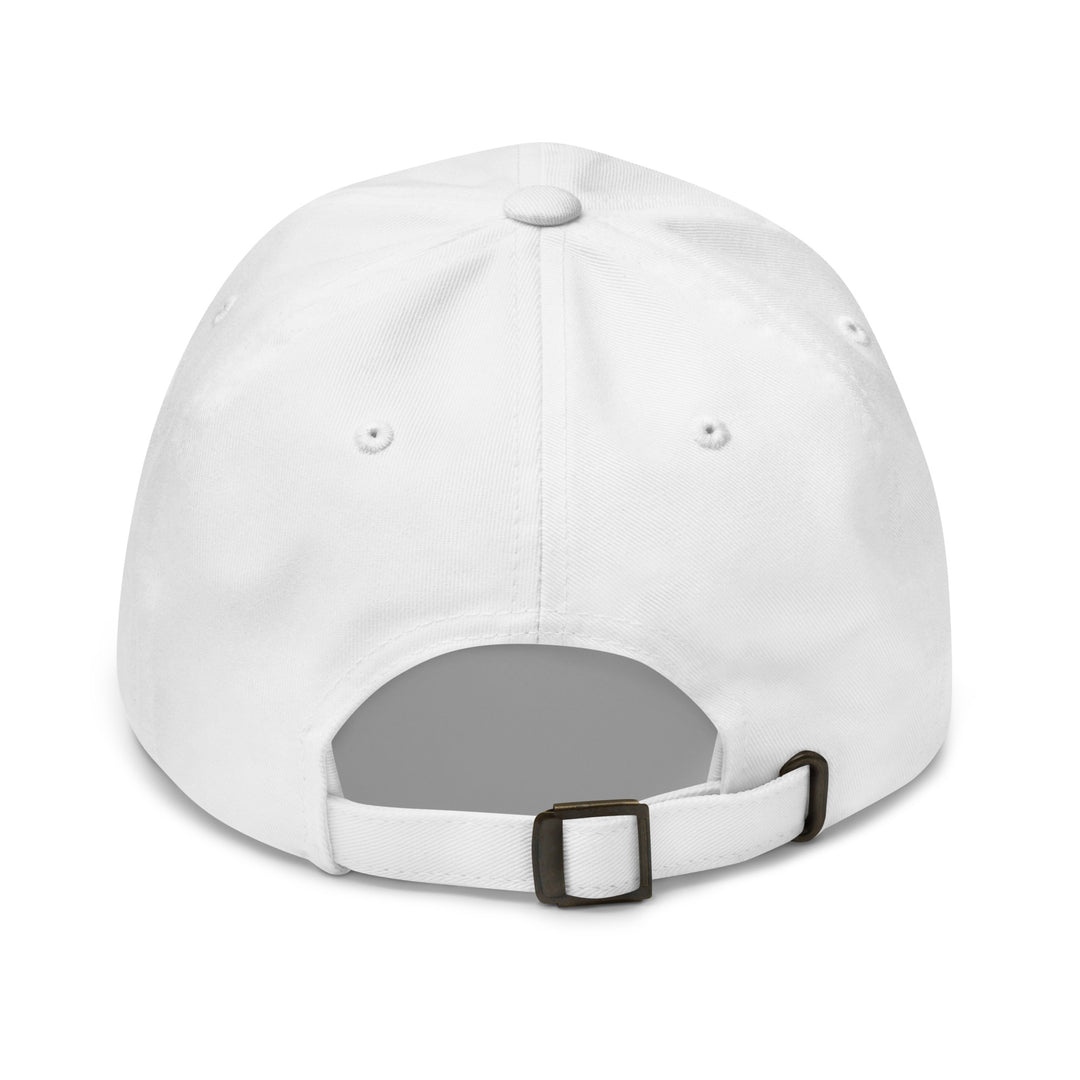 White cap with gray patch on a white background