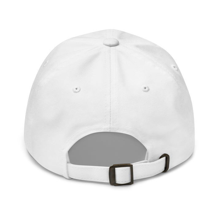 White cap with gray patch on a white background